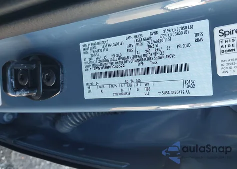 2023 Ford F-150 King Ranch из США, поврежденный, VIN 1FTFW1E89PFC43522